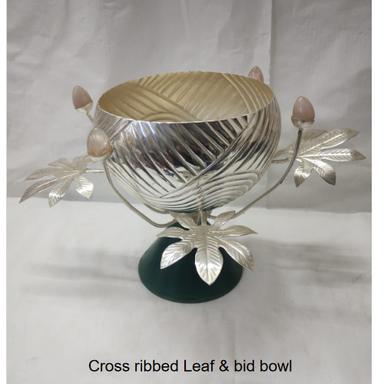 Cross Ribbed Leaf And Bid Bowl